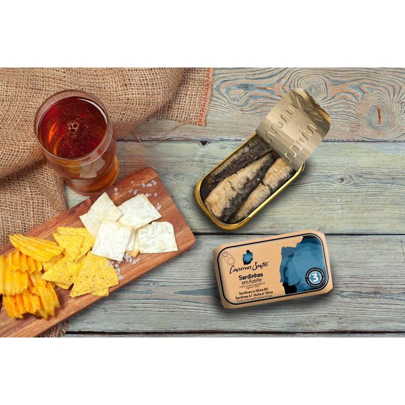 3 szardíniakonzerv díszdobozban, Conservas Santos, 3x120 g-Campos Santos-Sol Deli