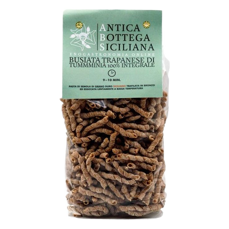 Busiata Trapanese di Tumminia, teljes kiőrlésű timilia durumtészta, 500 g-Antica Bottega Siciliana-Sol Deli
