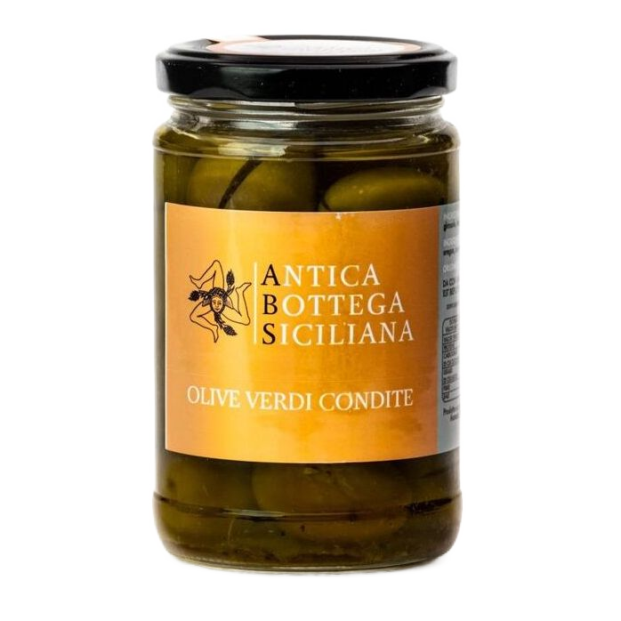 Fűszeres "Nocellara del Belice" zöld olajbogyók, 280 g-Antica Bottega Siciliana-Sol Deli
