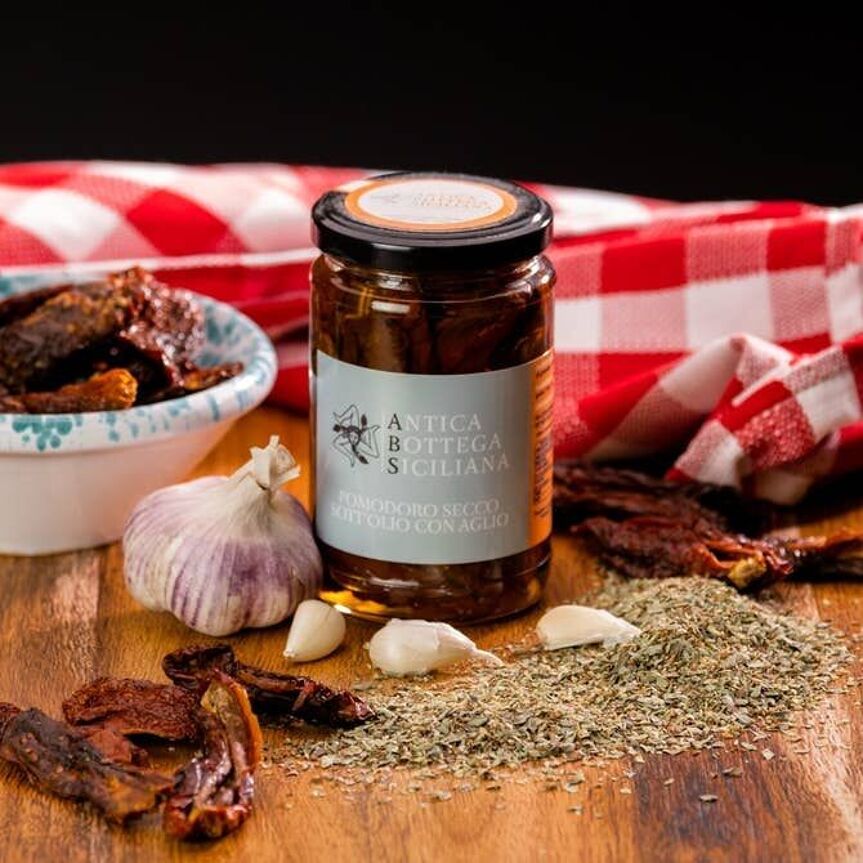 Napon szárított paradicsom núbiai fokhagymával, Antica Bottega Siciliana, 280 g-Antica Bottega Siciliana-Sol Deli