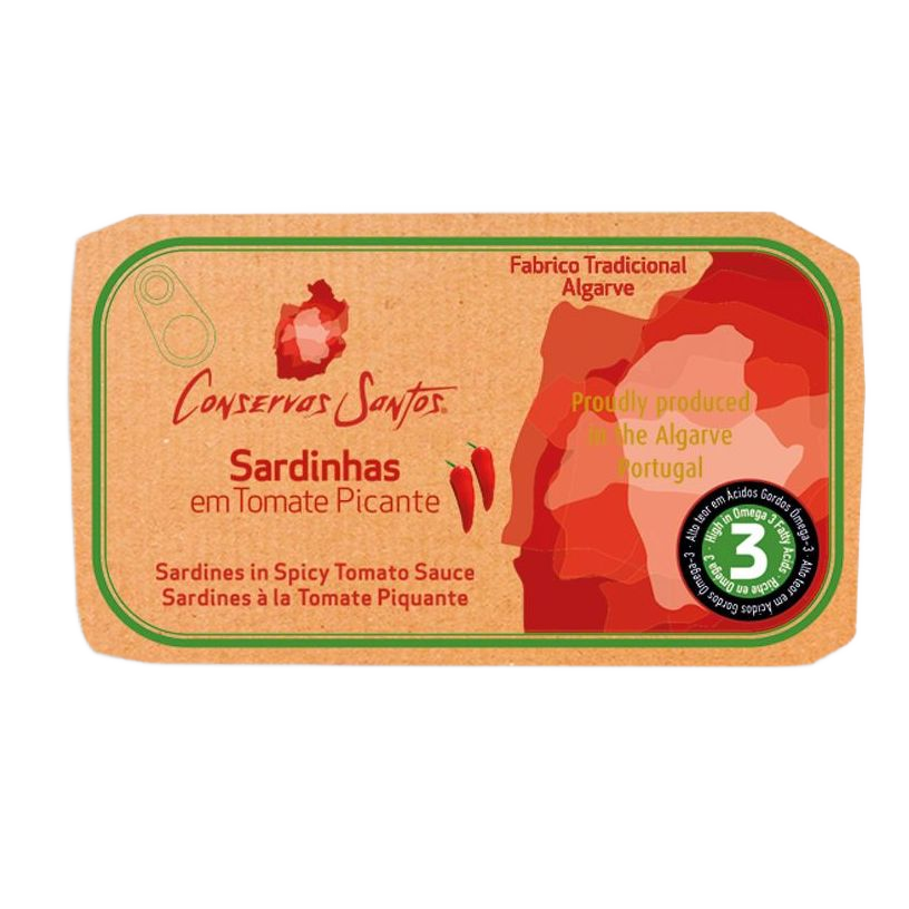 Szardínia pikáns paradicsomszószban, Conservas Santos, 120 g-Campos Santos-Sol Deli