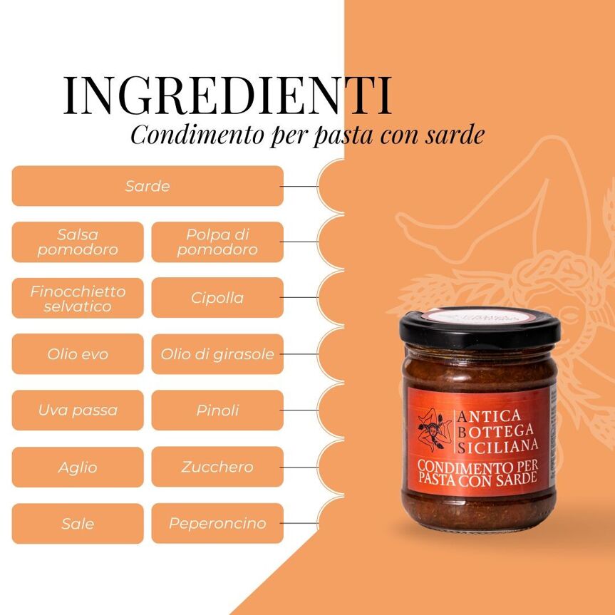 Szicíliai tésztaszósz szardíniával, 180 g-Antica Bottega Siciliana-Sol Deli
