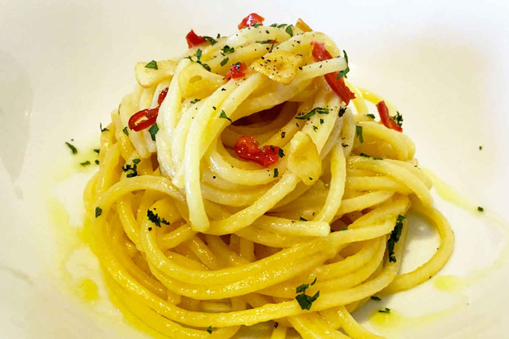 Tagliatelle Aglio, Olio e Peperoncino azaz tagliatelle fokhagymával, olívaolajjal és chilivel