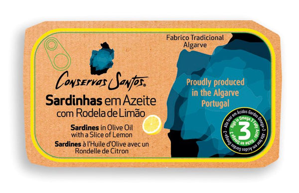 Sardines in Olive Oil with Lemon Slice, Campos Santos, 120 g