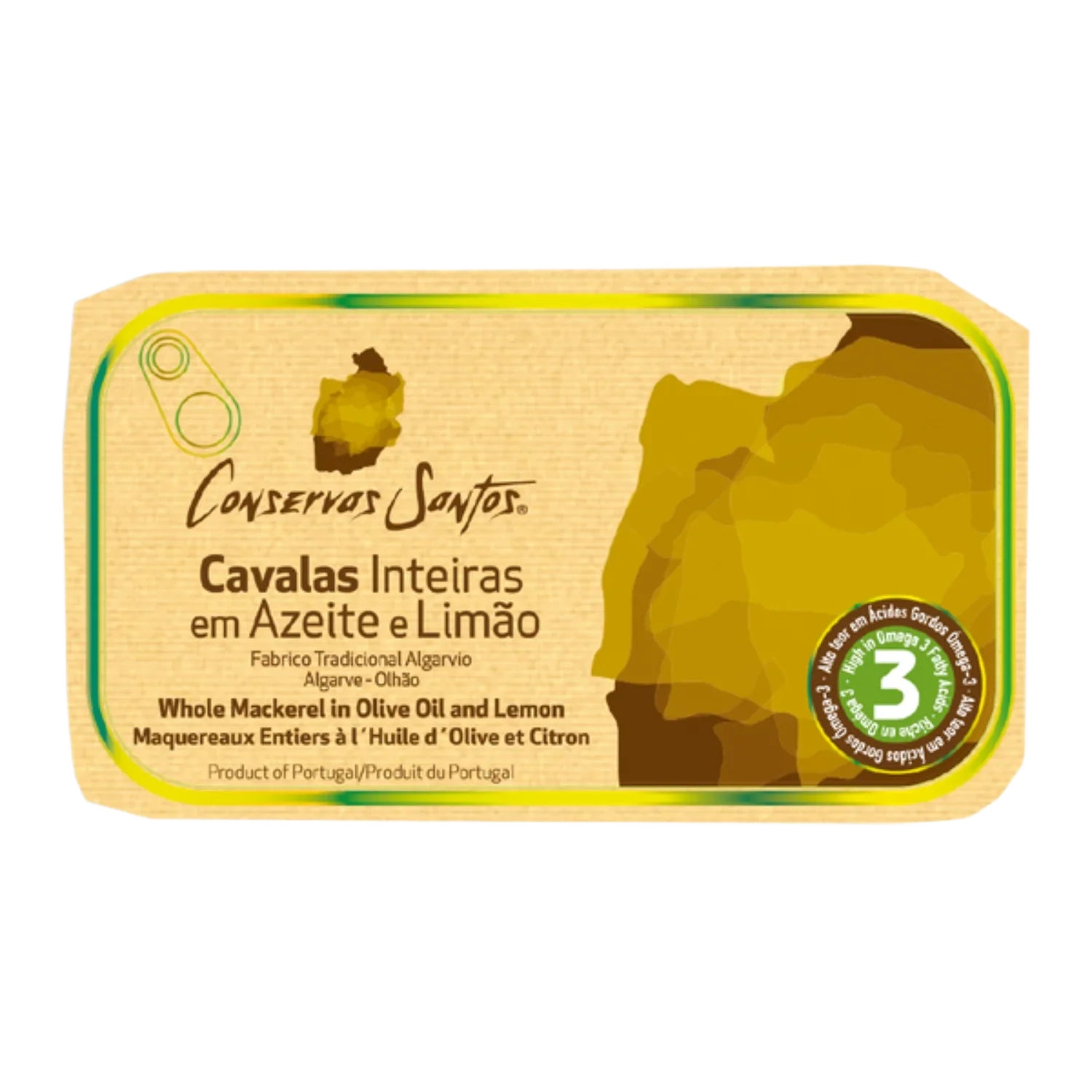 Egész makréla olívaolajban, citrommal, Conservas Santos, 120 g-Campos Santos-Sol Deli