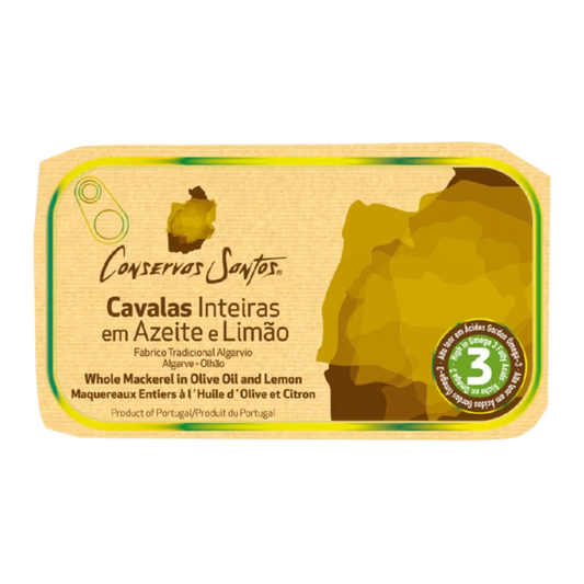 Egész makréla olívaolajban, citrommal, Conservas Santos, 120 g-Campos Santos-Sol Deli