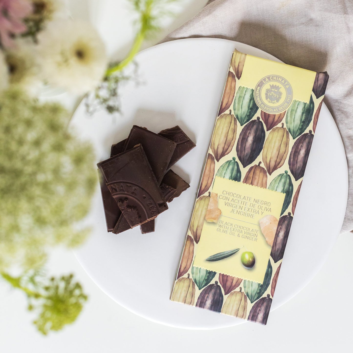 Étcsokoládé olívaolajjal és gyömbérrel, 100 g