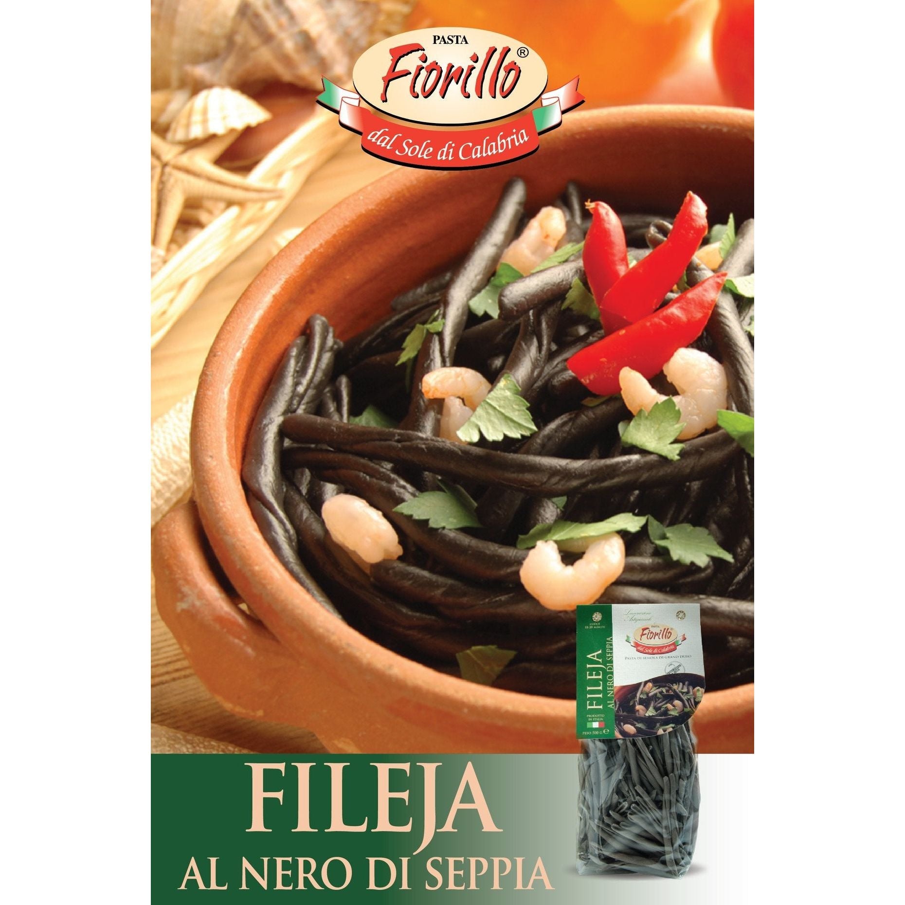 Fileja durumtészta tintahal tintával, Pastificio Fiorillo, 500 g-Pastificio Fiorillo-Sol Deli