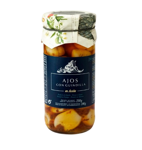 Fokhagymagerezdek pikáns olajban, 230 g