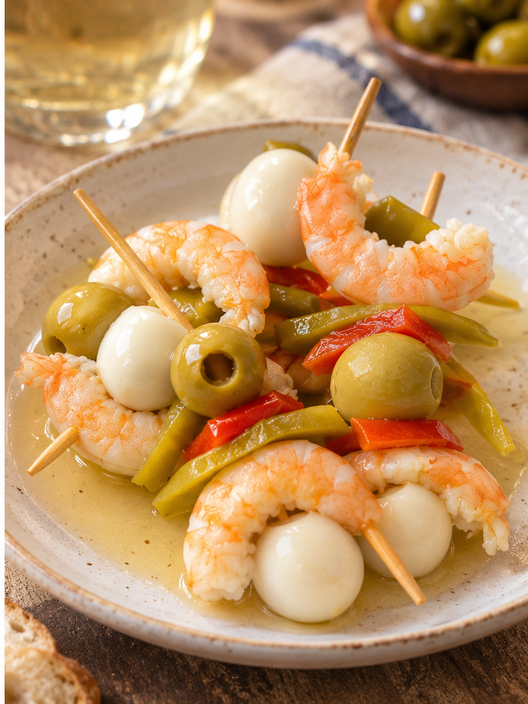 Garnélás-fürjtojásos pintxo, 600 g