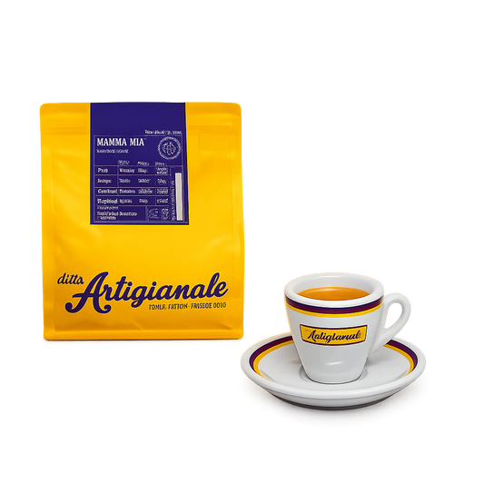 MammaMia espesso blend, szemes kávé, 250 g + 1 db Ditta Artigianale espresso csésze alátéttel