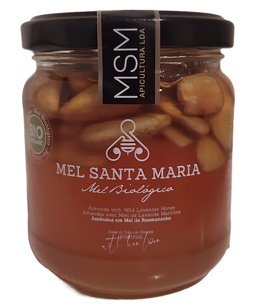 Organic gourmet rosemary honey with organic almonds, Mel Santa Maria, 250 g