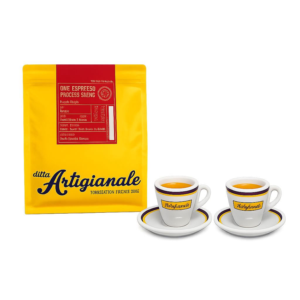 ONE espesso blend, szemes kávé, 250 g + 2 db Ditta Artigianale espresso csésze alátéttel (Másolat