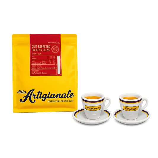 ONE espesso blend, szemes kávé, 250 g + 2 db Ditta Artigianale espresso csésze alátéttel (Másolat